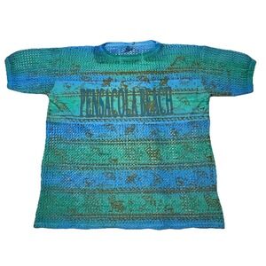 Vintage Pensacola Beach Mesh Knit Shirt Sun Collections Made USA XL‎ 90s